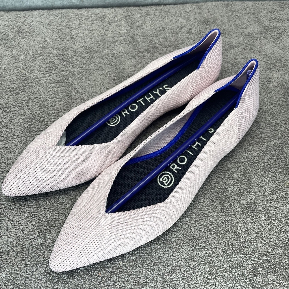 Rothy's The Point Flats Women's Size 6W Light Pink Knit V-toe Shoes Sustainable